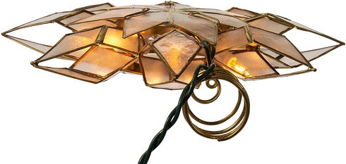 Kurt Adler 8.5-Inch Capiz Star Tree Topper with 10 Clear Lights and 1 Spare Bulb