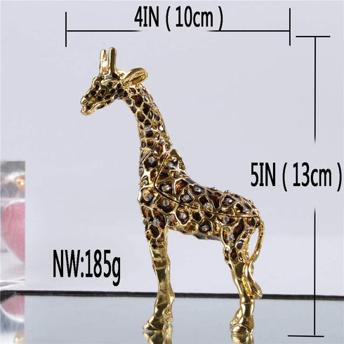 Waltz&F Big Gold Giraffe Trinket Box Hinged Hand-Painted Figurine Collectible Ring Holder Living Ornaments Shooting Props