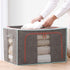 TOUCH-RICH Storage Bins Foldable with Window & Carry Handles Linen Fabric Collapsible Storage Boxes Organizer Set Stackable Containers for Home Bedroom Office Closet Nursery (Gray)