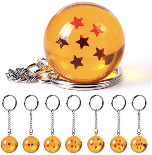 CheeseandU 7Pack Dragon Ball Star Acrylic Keychains 2.7cm Crystal Play Ball 7 Stars Anime Keyring Pendant Anime Collectibles Ideal Gift for Kids Bday Gift DBZ Fun