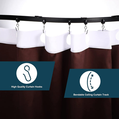 Curved Ceiling Curtain Track Bendable Mount for Curtain Rail Bunk Bed Bay Window Room Divider Flexible Straight (Black, 6.5 Feet)