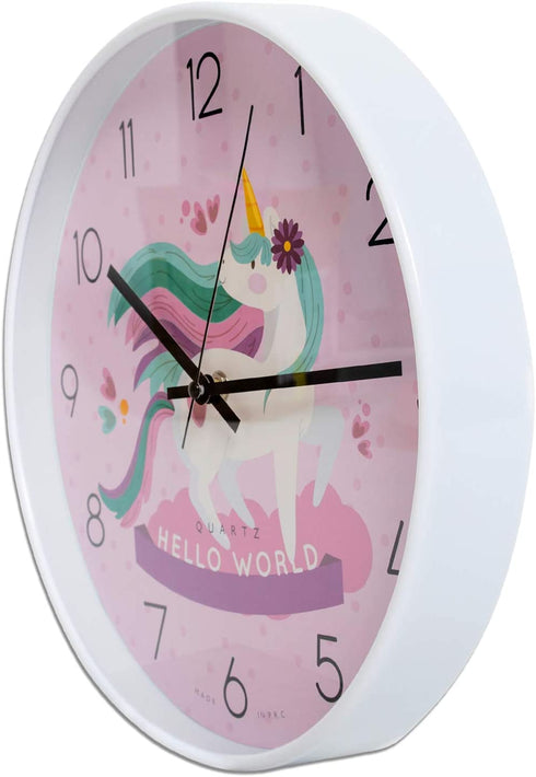 Something Unicorn - Beautiful Unicorn Wall Clock for Girls Bedroom Decoration. Silent Non Ticking Quartz Battery Operated Easy to Read. (12 inch)