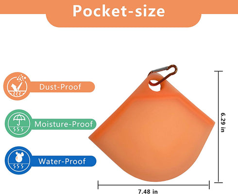 ?4-in-1 Family Pack?Face Mask Cover Case Storage Holder Bag Portable Recyclable Container Organizer, Dustproof Washable Durable Food-Grade Silicone Soft Pocket-Size Mask Storage Bag with Keychains