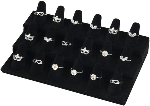 Bocar Black Velvet Finger Ring Display Showcase Organizer Holder Jewelry Storage Counter (18JZZ)