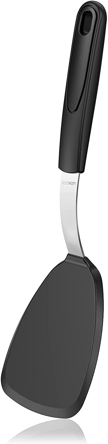 Silicone Spatula Turner for Nonstick Cookware - GEEKHOM 600°F Heat Resistant Flexible Kitchen Spatula, Small Cooking Utensils Non Scratch Spatulas, Accessory for Burger, Egg, Baking