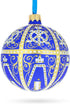 1896 Twelve Monogram Royal Egg Blue Glass Ball Christmas Ornament