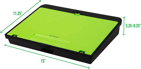 Mind Reader Adjustable Lap Desk with Storage Comfortable, Portable Laptop Stand, Built-in Cushion for Comfort, 11.25" L x 15" W x 3.25" H, x x, Green