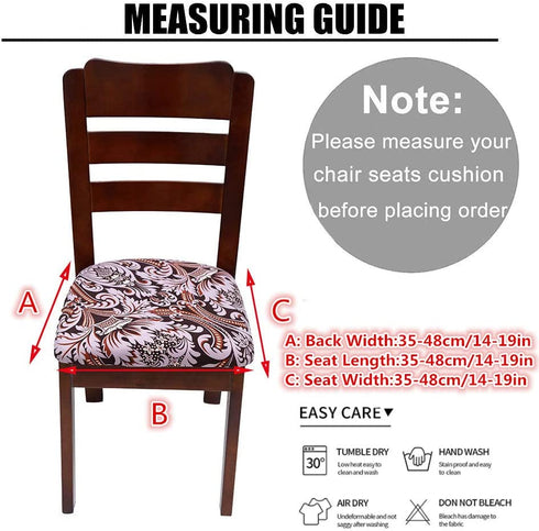 SUBCLUSTER Seat Covers for Dining Room Chairs, Removable Washable Anti-Dust Upholstered Stretch Jacquard Chair Seat Cover for Kitchen, Office (Flowers, 6)