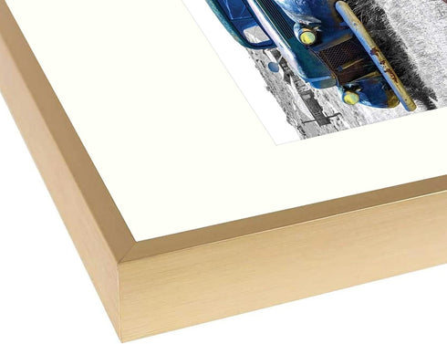 Golden State Art, 11x14 Gold Picture Frame Displays Photo 8x10 with Ivory Mat or 11x14 Without Mat for Wall Mounting Aluminum Frames with Real Glass (Pack of 1)