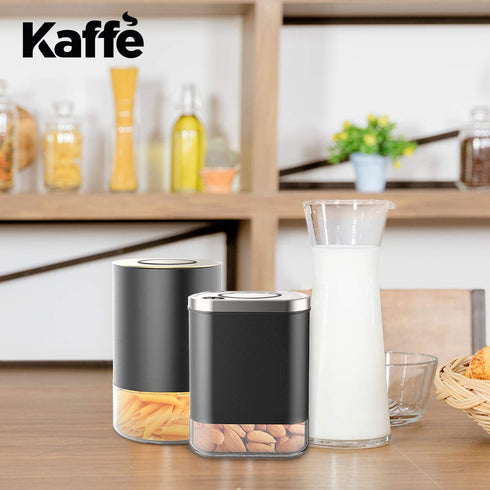 Kaffe Glass Storage Container. Coffee Canister - BPA Free Stainless Steel with Airtight Lid (8oz)