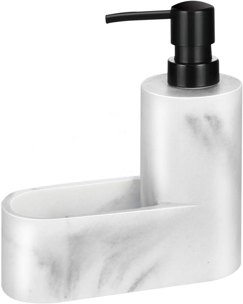 MoKo Liquid Soap Dispenser with Sponge Holder, Dish Soap Dispenser Pump Bottle with Brush Holder for Kitchen Bathroom Counter-top Sink Scouring Pad Storage and Organization, Sandy White
