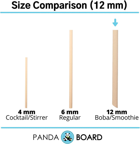 PandaBoard Compostable Eco Bamboo Fiber Boba Straws / 80 pcs / Long lasting, no paper taste
