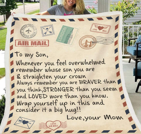 WINGSIGHT Letter Throw Blankets Mom to My Son Super Soft Warm Large Flannel Blanket Suitable for Birthday and Anniversaries Gifts for Bed, Sofa,Camping and Travel (59"x47", Mom-Son)