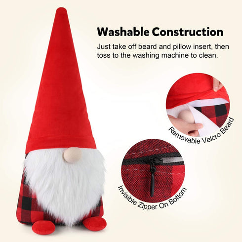 D-FantiX 28 Inch Giant Christmas Gnomes, Extra Large Swedish Tomte Gnomes Plush Ornament Scandinavian Home Holiday Xmas Decoration Gift Washable Pillow