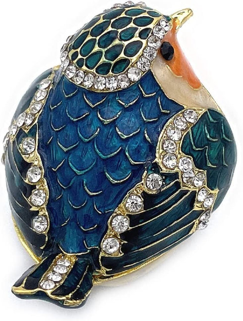 JWT Astyle Robin Bird Hinged Jewelry Box with Stones , Collectible Animal Trinket Box.Rings Earrings Storage Boxes,Bird Figurine Home Decor Gift.