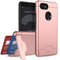 Teelevo Wallet Case for Google Pixel 3, Dual Layer Case with Card Slot Holder and Integrated Kickstand for Google Pixel 3 - Rose Gold