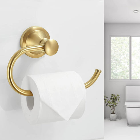 BESy Brushed Gold Toilet Tissue Paper Holder Brushed Gold Bathroom Accessories Toilet roll Paper Hanger, Wall Mounted, Rustproof