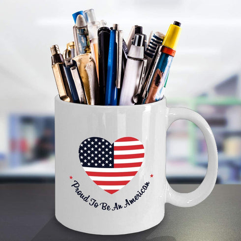 US Citizenship gifts - Proud to be an American - great unique idea for New USA citizen, Patriots and Independance Day Coffee Mug Ceramic Cup, White