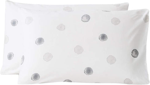 SUSYBAO 100% Cotton Pillowcases King Size Set of 2 White Polka Dots Bed Pillow Covers Envelope Closure End Pillow Encasement Premium Quality Soft Breathale Easy Care(2 Pack, 20 x 36 inch)