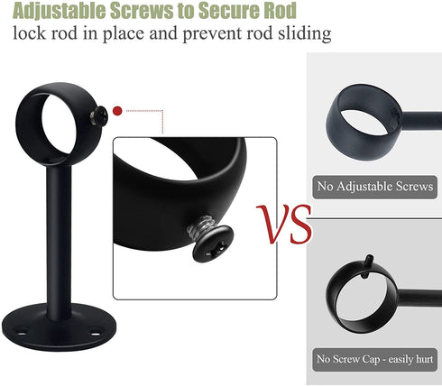 Ceiling Curtain Rod Brackets, 1 Inch Heavy Duty Curtain Rod Bracket Black Closet Flange Rod Holder End Support 8 Pack Curtain Pole Holders Sockets Ceiling Mount Curtain Rod Bracket for Wardrobe