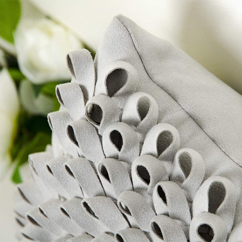 KINGROSE 3D Flower Home Decorative Accent Throw Pillow Case Artistic Cushion Cover for Sofa Couch Chair 12 x 20 Inches Solid Suede Silver Grey