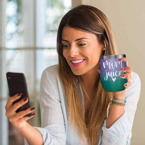 Mother Day Gifts From Daughter Son Gifts For New Mom Gifts For Women Mom Juice Mom Life To Be Mom Wine Tumbler Mother's Day Birthday Christmas Present For Mom Wife Female Coffee Cup With Keychain