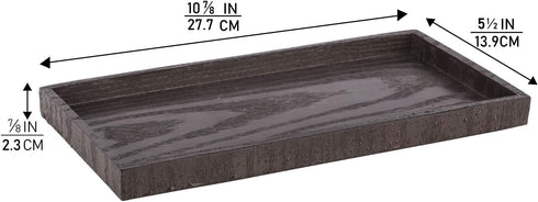 LKKL Vanity Tray for Bathroom, Kitchen Sink Tray, Jewelry Organizer for Candle Soap Perfume Cosmetic, Countertop Dresser Decorative Tray, Resin Bathroom Tray Toilet Tank Storage Tray, Wood Grain 11"