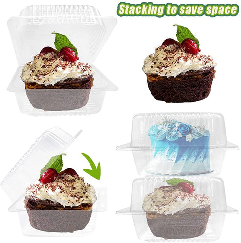 100 PCS Clear Plastic Take Out Containers,Clear Plastic Hinged Food Container,Disposable Clamshell Food Containers for Hamburger,Sandwiches,Cake,Salads,Pasta,Pastry(5.2x4.7x2.8 In)