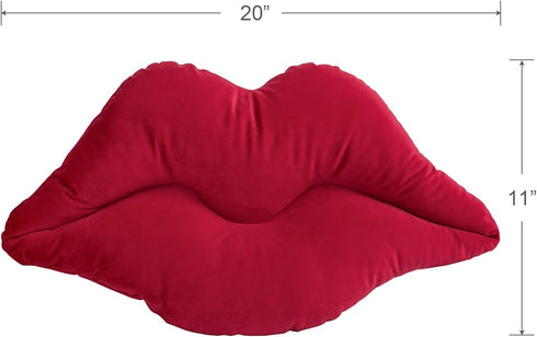 Ashler 3D Lips Throw Pillows Smooth Soft Velvet Insert Included Cushion for Couch Bed Living Room, Pink, 20 X 11 inches