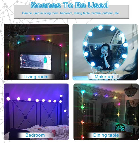 SICCOO Vanity Mirror Light, RGB Colorful DIY Hollywood Style LED Makeup Mirror Lights with 10 Dimmable Light Bulbs,USB Cable, RGB (Mirror Not Include)