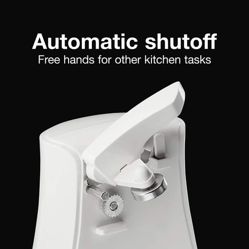 Proctor Silex Power Electric Automatic Can Opener with Knife Sharpener, Twist-off Easy-Clean Lever, Cord Storage, White (75224PS)