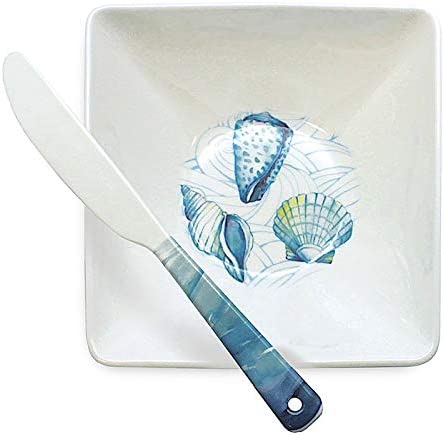 Lauren Roth Designer Hawaiian Ceramic Dinnerware Collection - Coastal Ocean (Dip Bowl & Spreader)