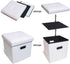YQYS Faux Leather Cube Ottoman with Hole Handles,Folding Storage Ottomans with Removable Lid Cover, Modern Footrest Stool, Padded Seat for Living Room, Bedroom and Kids Room 11.8"x11.8"x11.8" - White