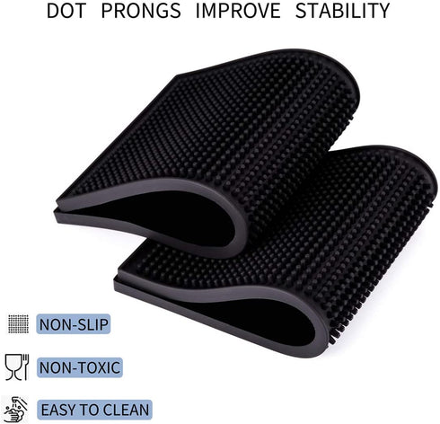 Bar Mat for Cocktail and Coffee Bar 6" x 12" Rubber Bar Service Spill Mat for Cocktail Bartender Coffee Bar or Countertop Mats Glass Drying Mat (Black Border - 12 x 18, 2)