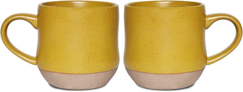 Bosmarlin Large Stoneware Coffee Mug Set of 2, Big Tea Cup for Office and Home, 17 Oz, Dishwasher and Microwave Safe, 1 PCS (Yellow, 2)