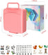 LOOK BACK Bento Lunch Boxes for Kids, 4-Compartment 1.2L Leak-Proof Lunch Container for Child with Sauce Jar, Fork and Spoon, DIY Stickers, BPA-Free Toddlers Food Container Microwave Dishwasher Safe