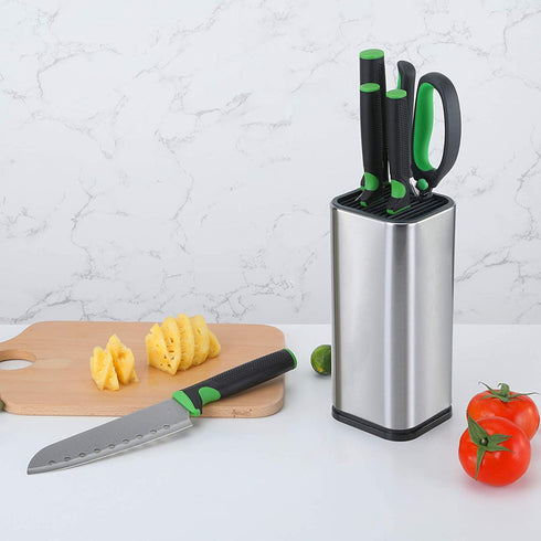 BOXINSP Stainless Steel Universal Knife Holder,Kitchen Knife Block with Scissors Hole,Countertop Storage,Organizer Rack,Easy Cleaning and Drying Seat,Detachable Knife Stander,Knife Shelf,Knife Carrier