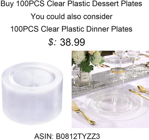 BUCLA 100Pieces Clear Plastic Plates -6.25inch Disposable Salad/Dessert Plates- Clear Premium Hard Plastic Appetizer Plates/Small Cake Plates for Weddings& Parties
