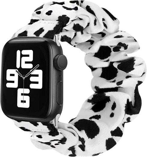MONOBLANKS Scrunchie Elastic Watch Band Compatible with Apple Watch Band 38mm/40mm/41mm 42mm/44mm/45mm,Thick Elastic Band Replacement for iWatch Series 7/SE/6/5/4/3/2/1(Cow, 38MM/40MM/41MM)