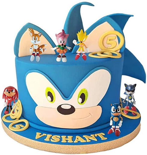 Jshend S-o-n-i-c the H-e-d-g-e-h-o-g Cake Toppers S-o-n-i-c the H-e-d-g-e-h-o-g Themed Party Supplies Birthday Cake Decoration for Childrens (Pack of 6)
