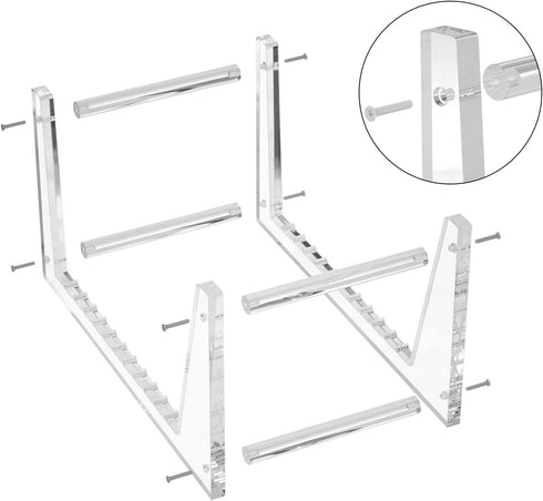 FEMELI Vinyl Record Storage Holder for 12 10 LP Album, Acrylic Record Display Stand for 24 Double LP Or 40-48 Single and Gatefold Albums