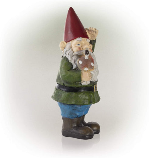 Garden Gnome Holding Mushroom