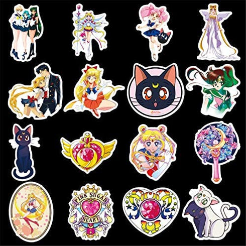 Sailor Moon Pretty Guardian Waterproof Stickers/Decals (50 pcs) of Japanese Anime Cartoon for Laptop Skateboard Snowboard Water Bottle Phone Car(Sailor Moon)