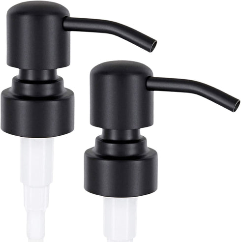 okasi Soap Dispenser Replacement Pump,2pack Black-Colored Brushed Metal Lotion Pump Parts,Soap Dispenser Pumps Fit Standard 8oz 16oz Boston Round Bottles, Stainless Steel
