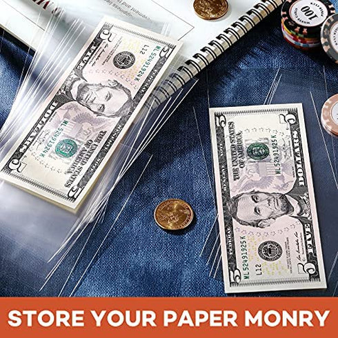 151 Pieces Currency Sleeves Bill Holder with Storage Case Plastic Paper Money Holders for Collectors Money Sleeves Protector