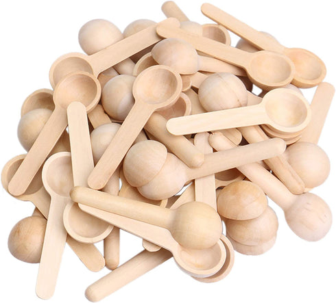 Mxfans 50x Kitchen Wooden Small Mini Spoons for Salt Condiment Coffee Honey