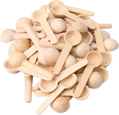 RDEXP Small Wooden Salt Spoons for Spice Jars Seasoning Honey Coffee Set of 50