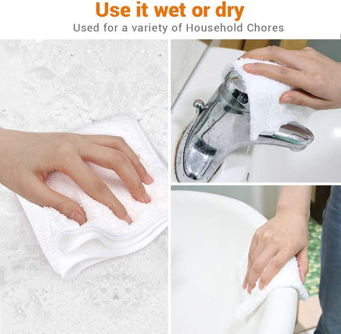 AIDEA Microfiber Cleaning Cloths White-50PK, Strong Water Absorption, Lint-Free, Scratch-Free, Streak-Free, Dish Towels White (11.5in.x 11.5in.)