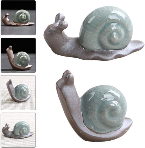 Amosfun 2Pcs Snail Figurine Ceramic- Miniature Snail Ornament - Miniature Cats Minifigures Unicorn Figurines Decor Figurine -Tea Table Ornament Mini Retro Creative -Decor Snail Figurine Ornament