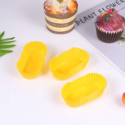 Cabilock 1000 Pcs Baking Cup Oval Cake Paper Tray Boat Shape Paper Cups High Temperature Cake Cup Bread Baking Cups Safe Grease Proof Cupcake Liners Perfect Cups for Cake Balls Muffins Cupcakes